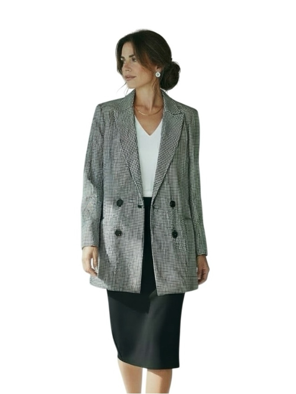 Rachel Zoe Womens Black White Check Designer Blazer Jacket Women’s Size XS